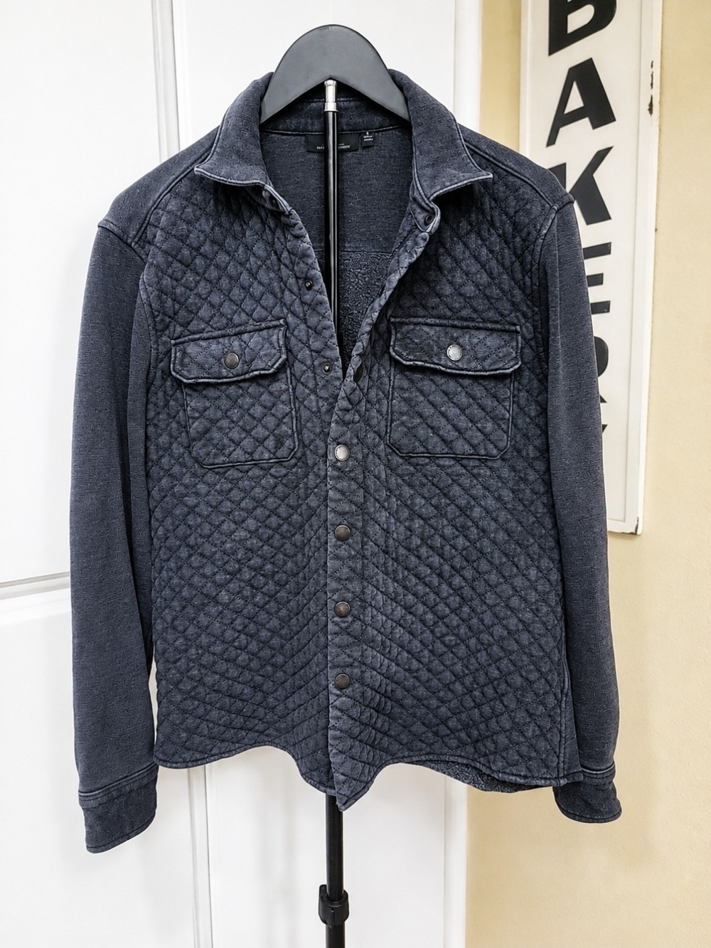 Marc Anthony Quilted Snap-Front Shirt Jacket - Charcoal Grey